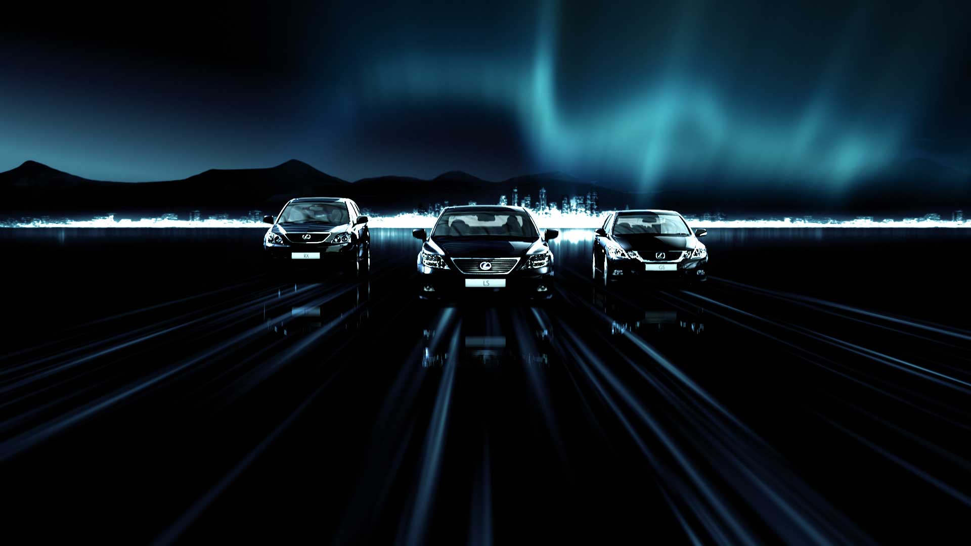 Three cars. Still from Lexus Hybrid Drive Commercial