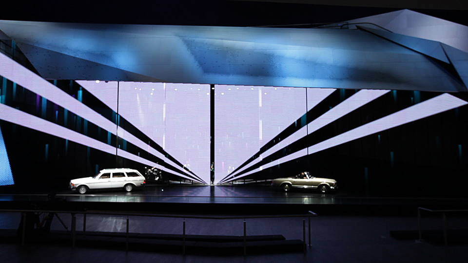 Oldtimers on stage. Mercedes-Benz IAA 2011 Trade Show