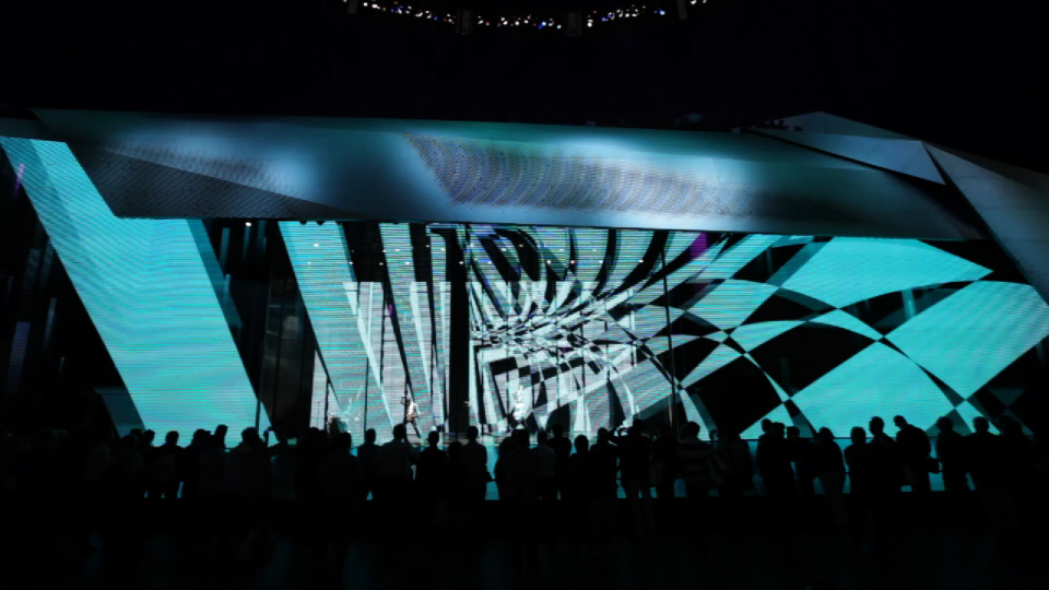 People in front of stage. Mercedes-Benz IAA 2011 Trade Show