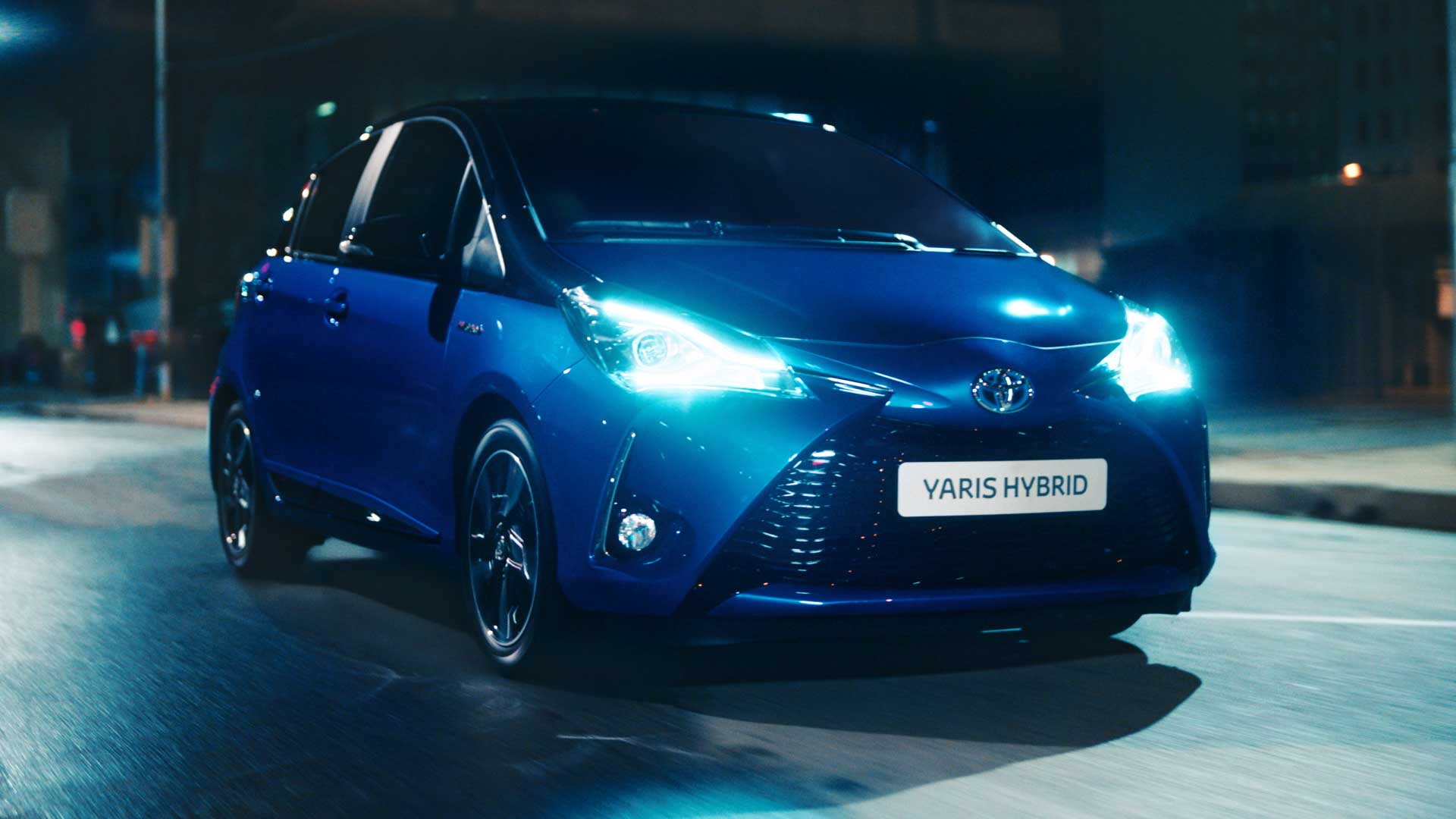Car with lights. Still from Toyota Yaris commercial.